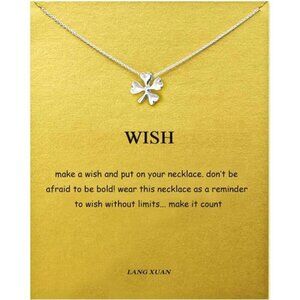 Four-Leaf Clover Pendant Necklace – Inspirational Wish Jewelry - Minimalist